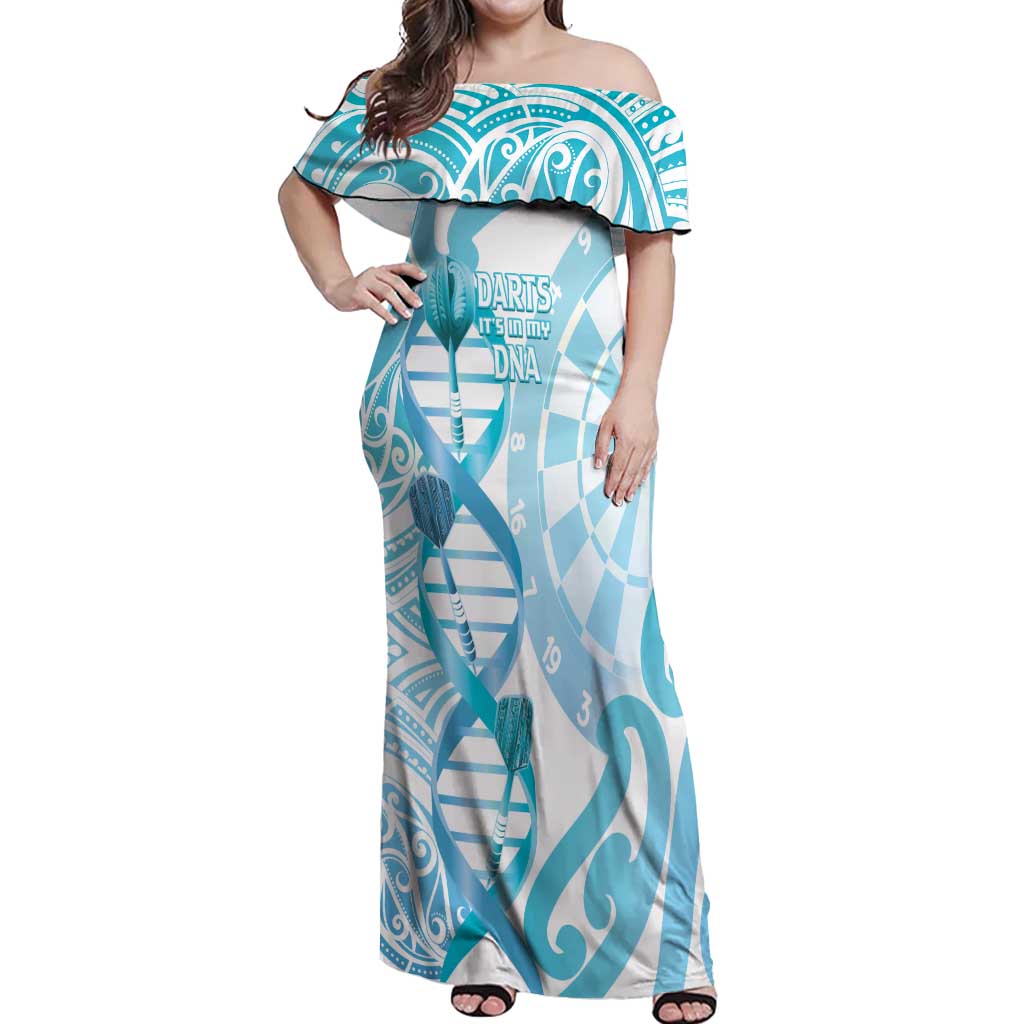 Personalised New Zealand Darts Off Shoulder Maxi Dress Aotearoa Maori Its In My DNA White - Aussie Hoodie
