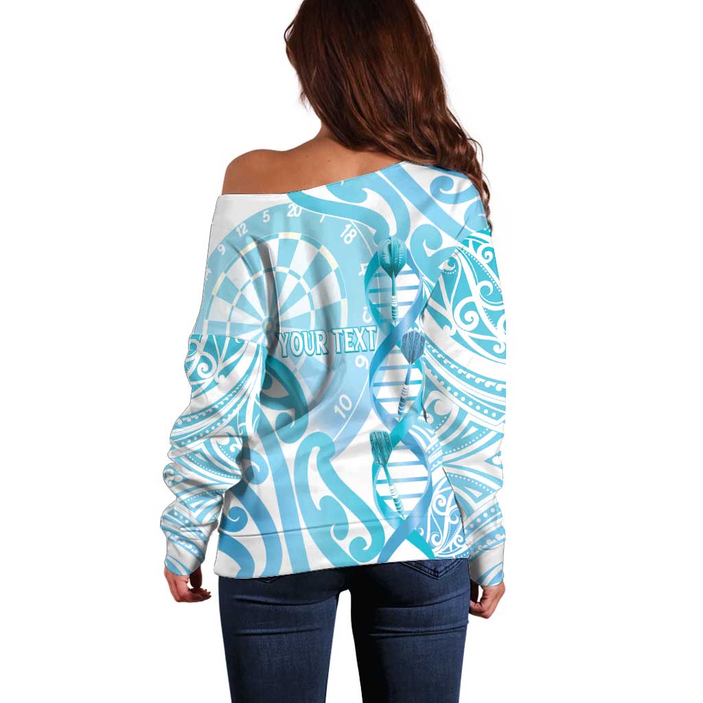 Personalised New Zealand Darts Off Shoulder Sweater Aotearoa Maori Its In My DNA White - Aussie Hoodie