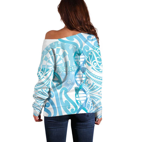 Personalised New Zealand Darts Off Shoulder Sweater Aotearoa Maori Its In My DNA White - Aussie Hoodie