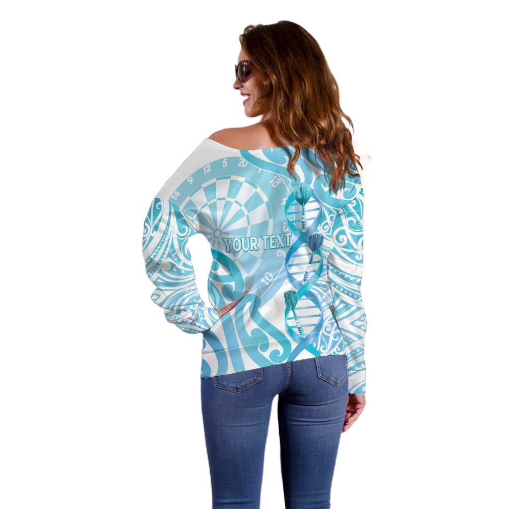 Personalised New Zealand Darts Off Shoulder Sweater Aotearoa Maori Its In My DNA White - Aussie Hoodie