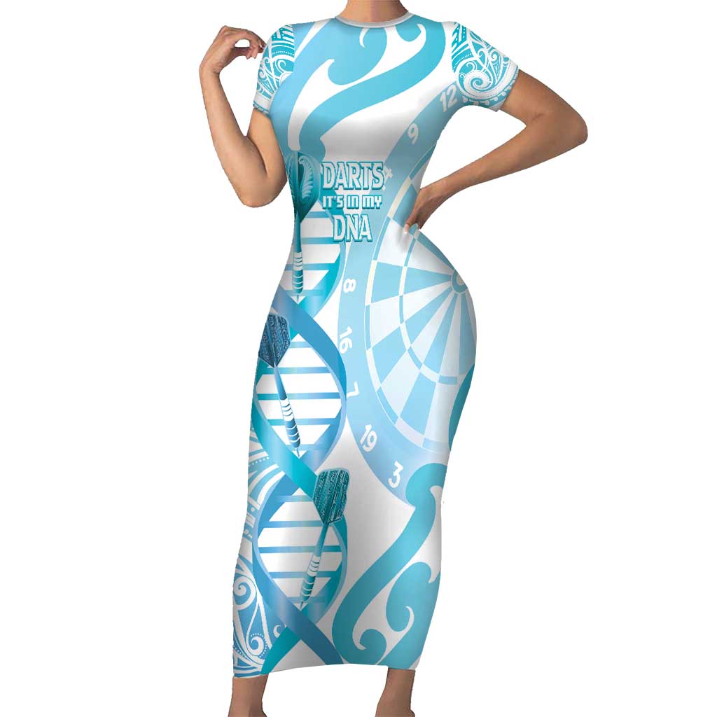 Personalised New Zealand Darts Short Sleeve Bodycon Dress Aotearoa Maori Its In My DNA White - Aussie Hoodie