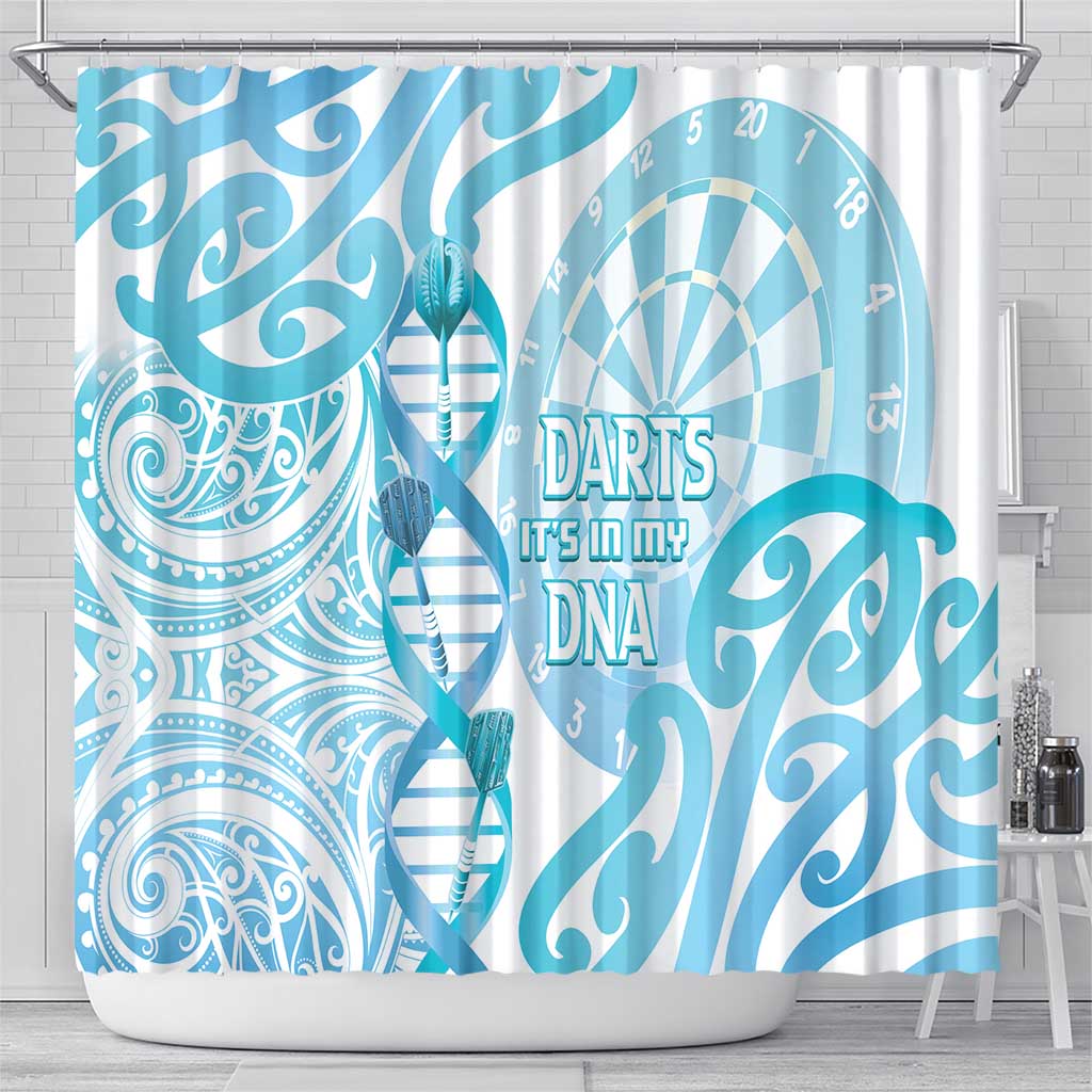 New Zealand Darts Shower Curtain Aotearoa Maori Its In My DNA White - Aussie Hoodie