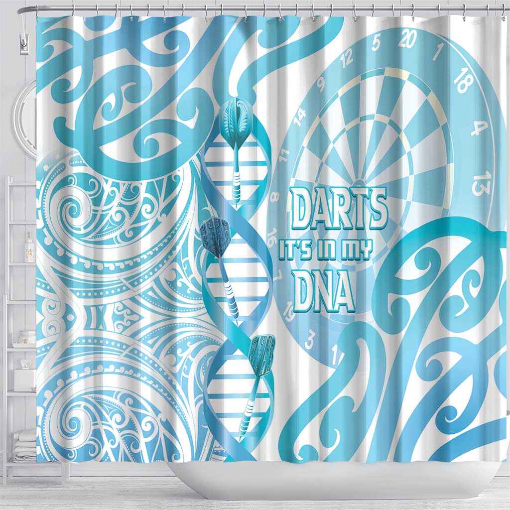 New Zealand Darts Shower Curtain Aotearoa Maori Its In My DNA White - Aussie Hoodie