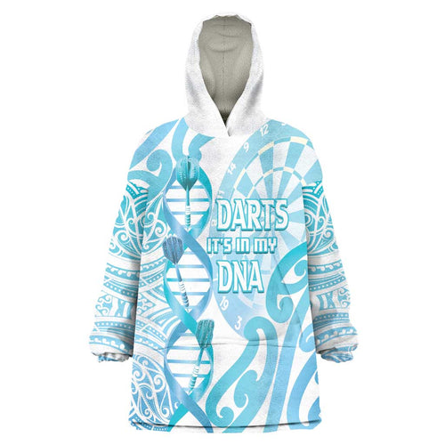 Personalised New Zealand Darts Wearable Blanket Hoodie Aotearoa Maori Its In My DNA White - Aussie Hoodie