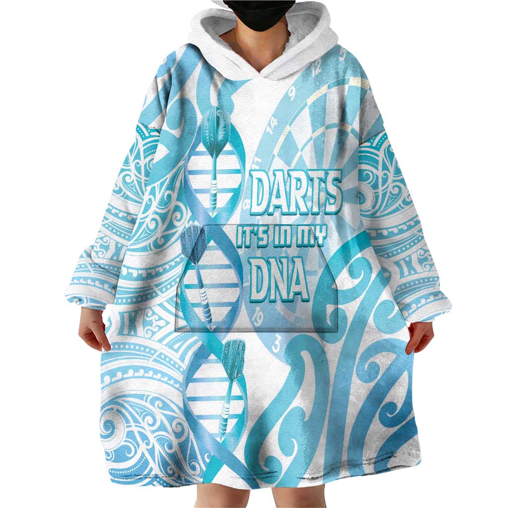 Personalised New Zealand Darts Wearable Blanket Hoodie Aotearoa Maori Its In My DNA White - Aussie Hoodie