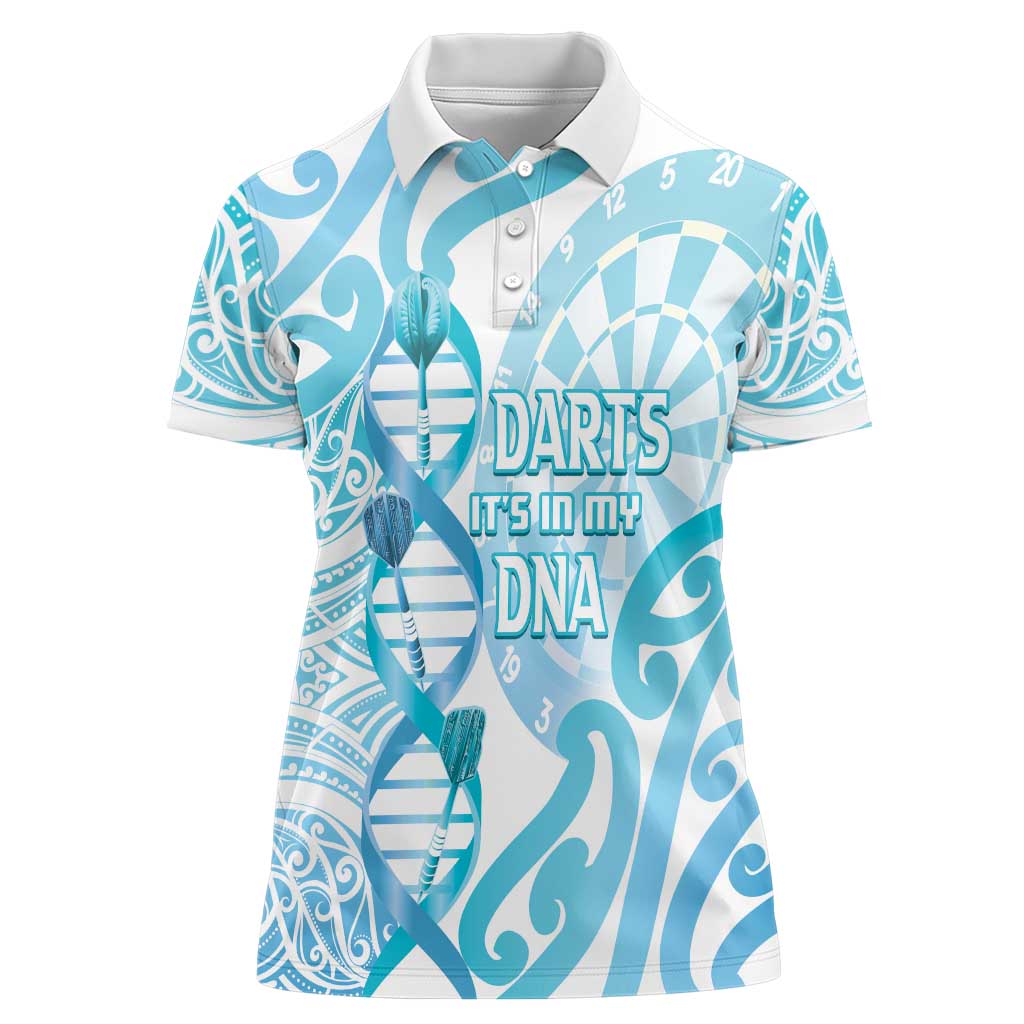 Personalised New Zealand Darts Women Polo Shirt Aotearoa Maori Its In My DNA White - Aussie Hoodie
