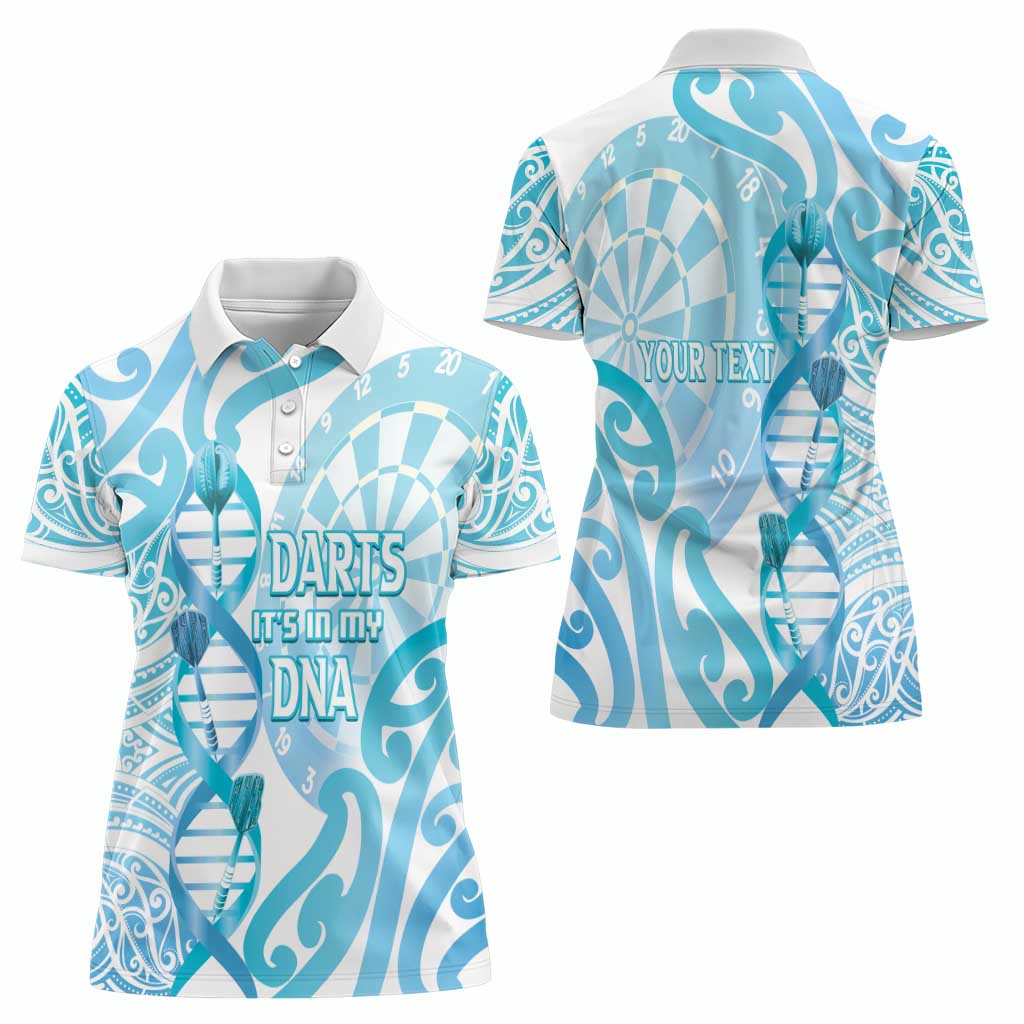 Personalised New Zealand Darts Women Polo Shirt Aotearoa Maori Its In My DNA White - Aussie Hoodie
