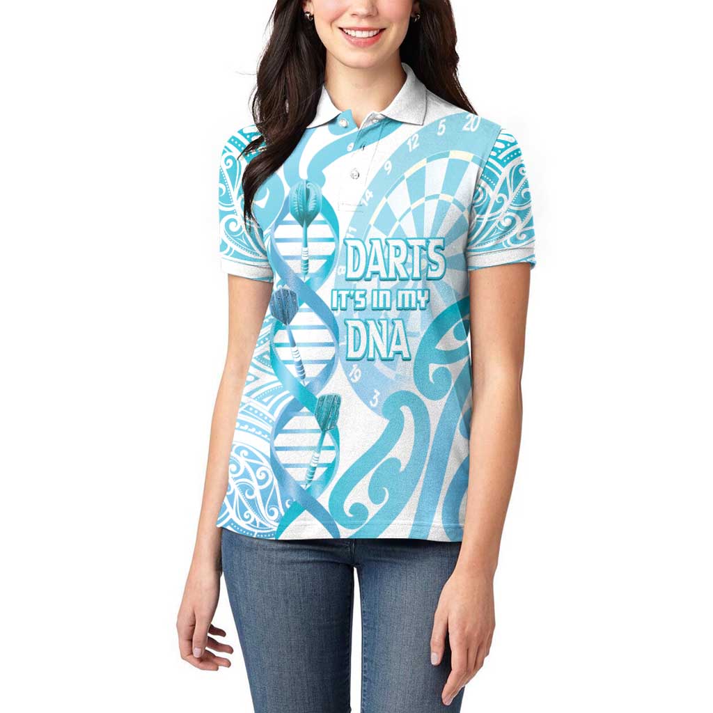 Personalised New Zealand Darts Women Polo Shirt Aotearoa Maori Its In My DNA White - Aussie Hoodie