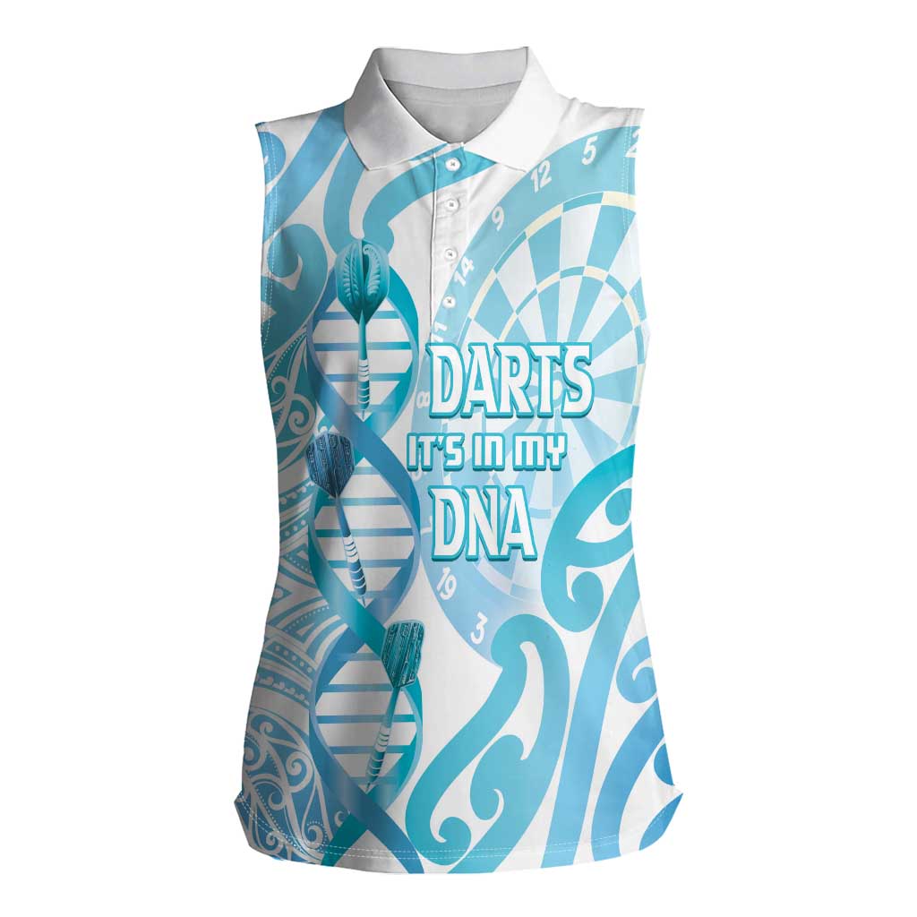 Personalised New Zealand Darts Women Sleeveless Polo Shirt Aotearoa Maori Its In My DNA White - Aussie Hoodie