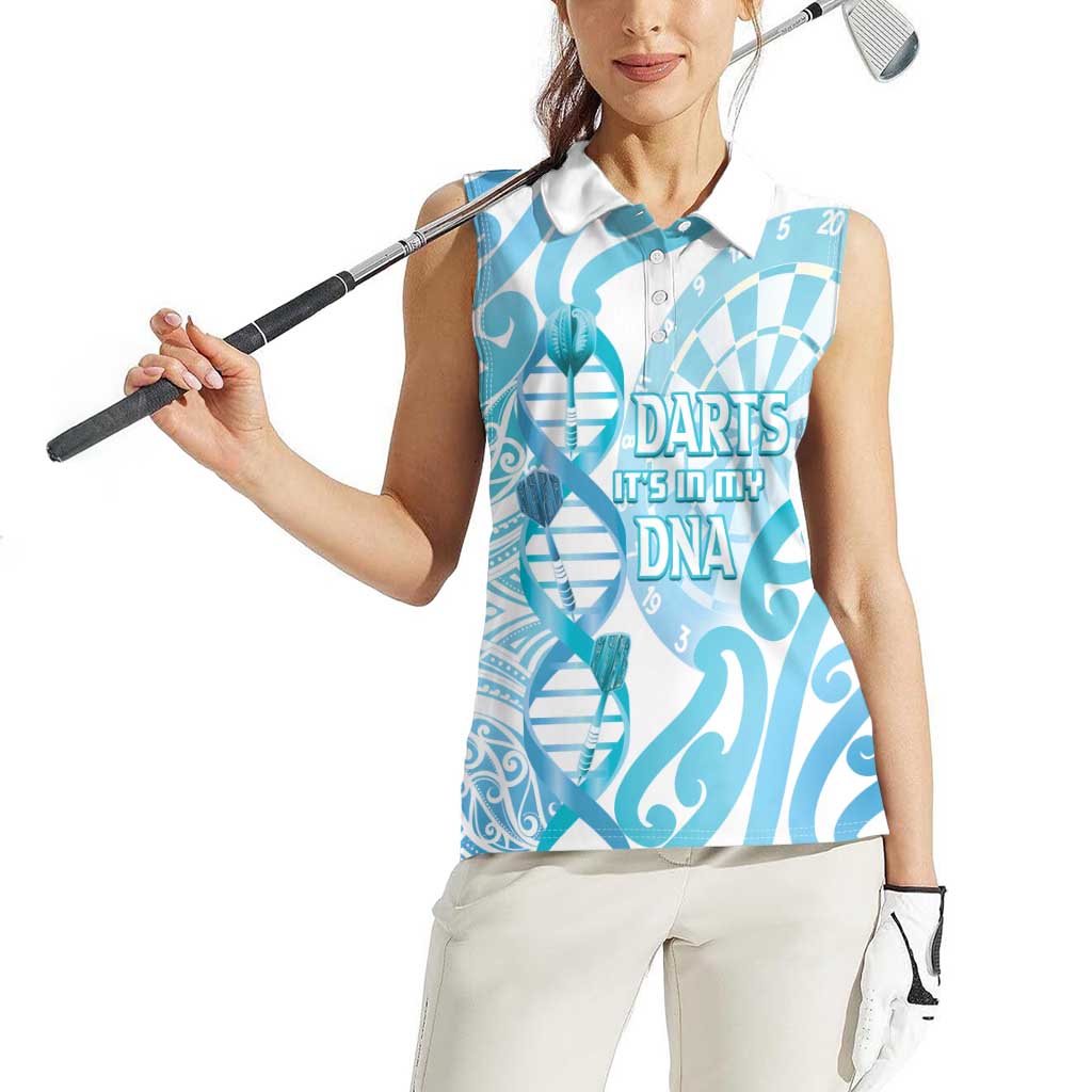 Personalised New Zealand Darts Women Sleeveless Polo Shirt Aotearoa Maori Its In My DNA White - Aussie Hoodie