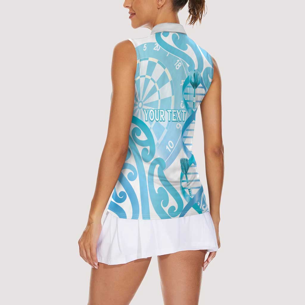 Personalised New Zealand Darts Women Sleeveless Polo Shirt Aotearoa Maori Its In My DNA White - Aussie Hoodie