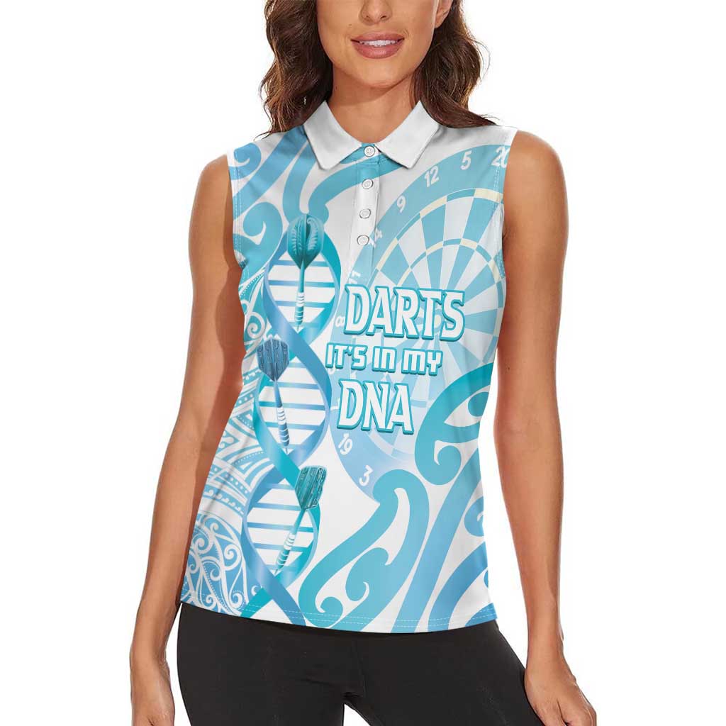 Personalised New Zealand Darts Women Sleeveless Polo Shirt Aotearoa Maori Its In My DNA White - Aussie Hoodie