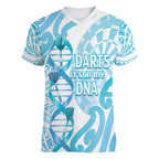 Personalised New Zealand Darts Women V-Neck T-Shirt Aotearoa Maori Its In My DNA White - Aussie Hoodie