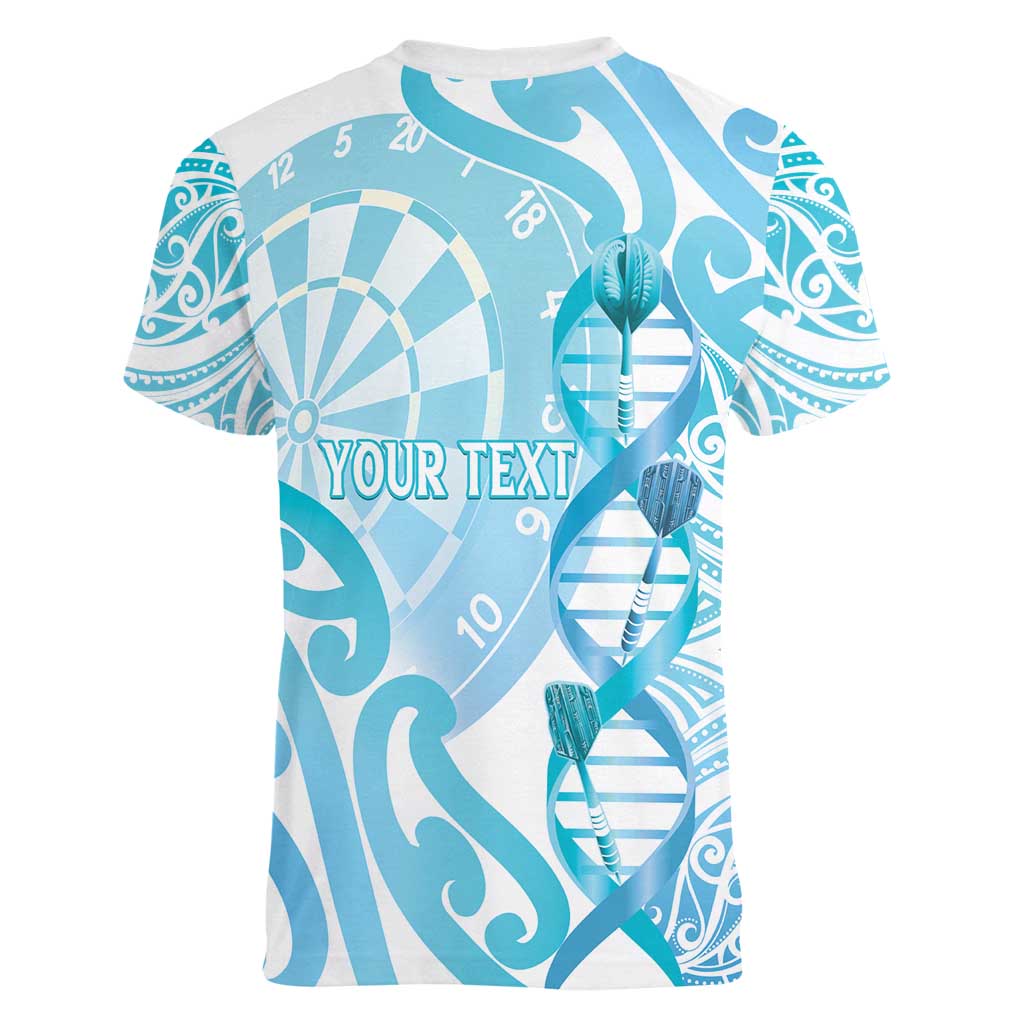 Personalised New Zealand Darts Women V-Neck T-Shirt Aotearoa Maori Its In My DNA White - Aussie Hoodie