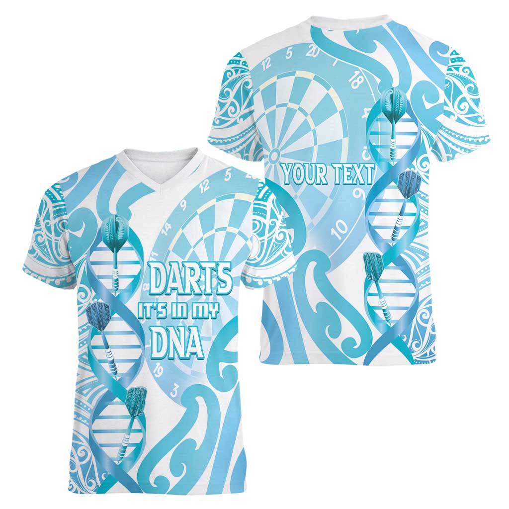 Personalised New Zealand Darts Women V-Neck T-Shirt Aotearoa Maori Its In My DNA White - Aussie Hoodie