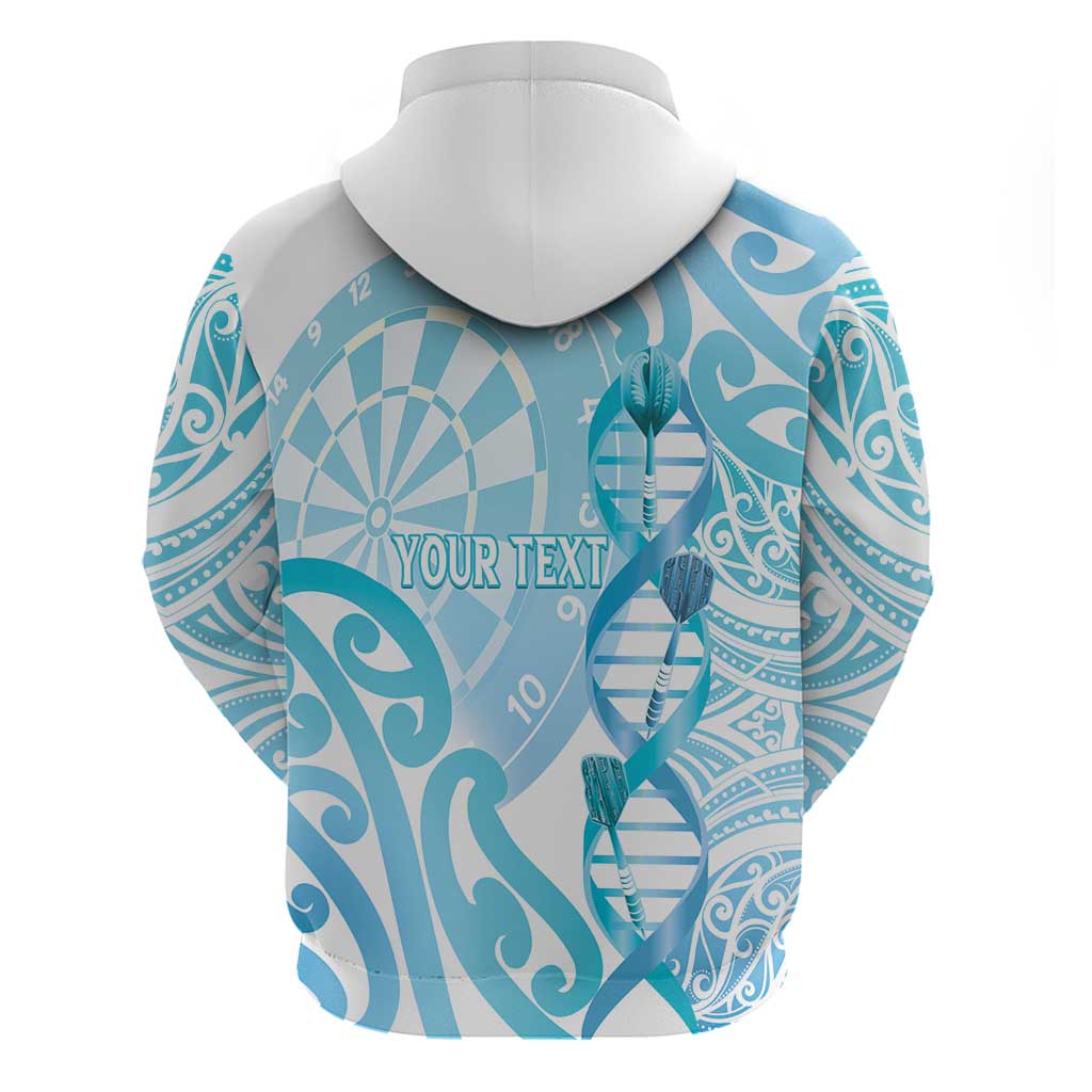 Personalised New Zealand Darts Zip Hoodie Aotearoa Maori Its In My DNA White - Aussie Hoodie