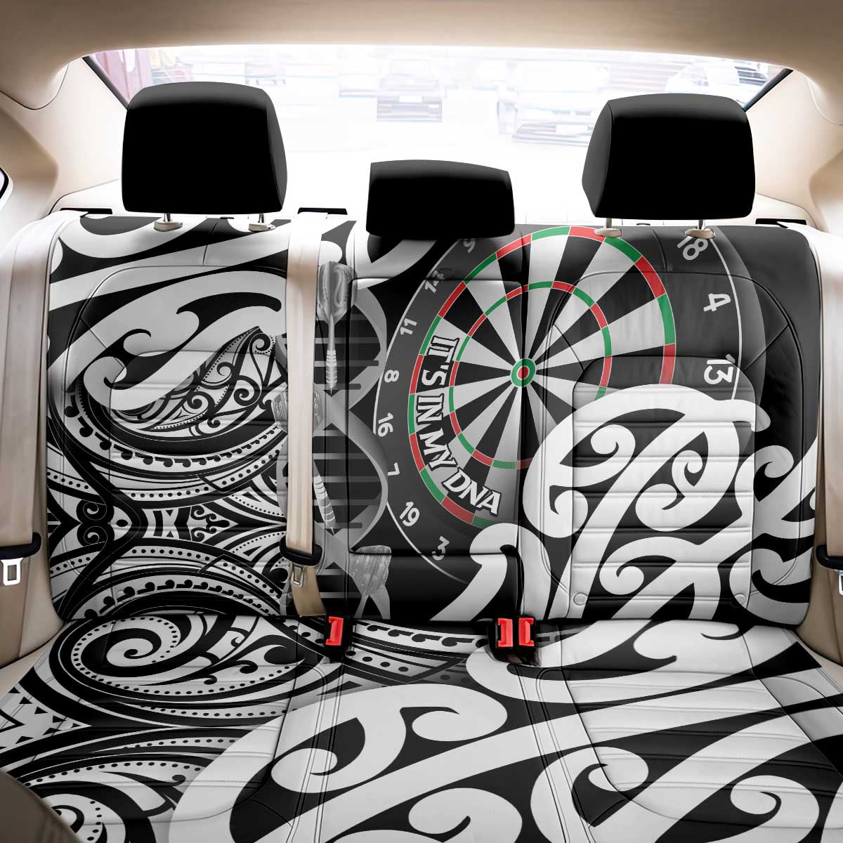 New Zealand Darts Back Car Seat Cover Aotearoa Maori Its In My DNA Black - Aussie Hoodie