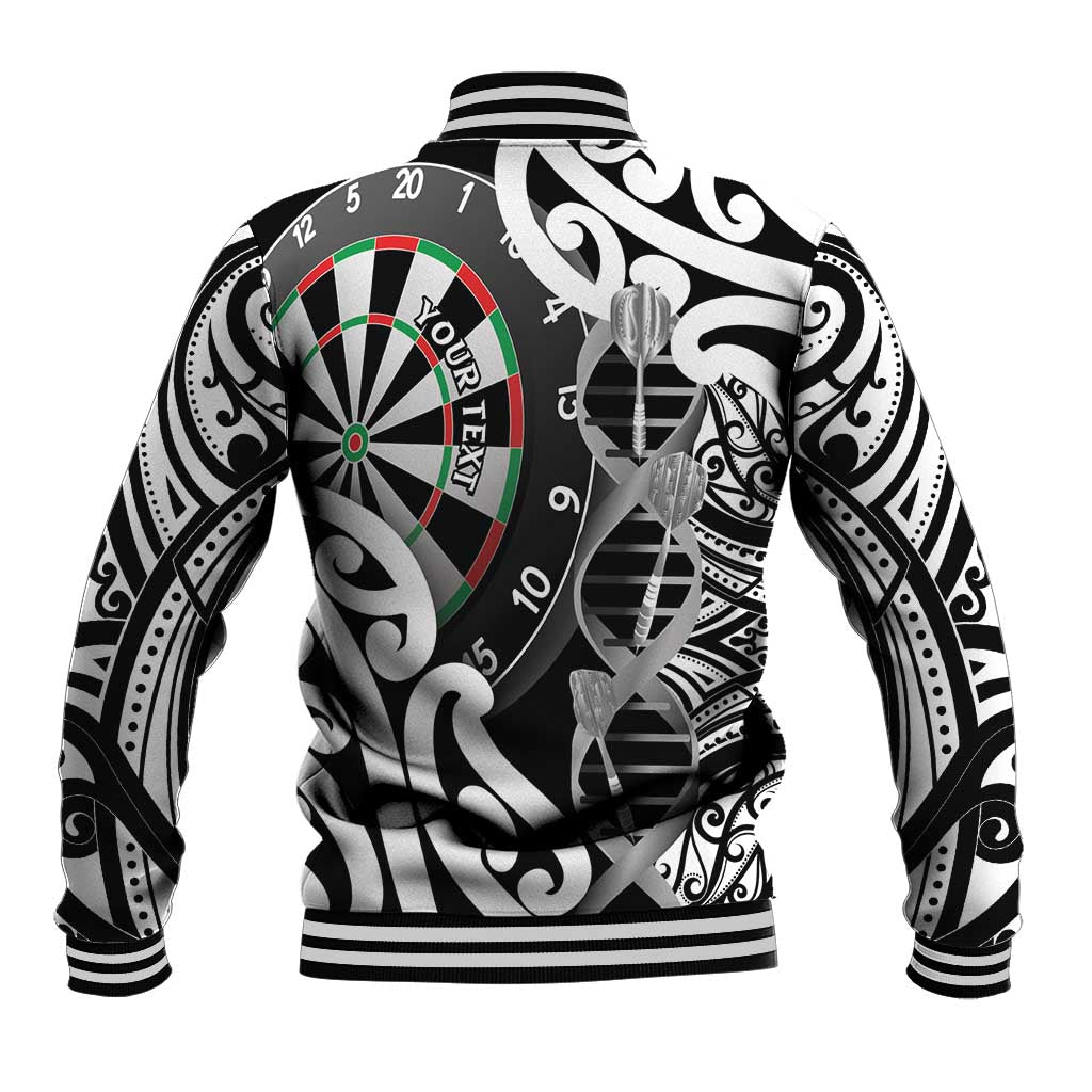 Personalised New Zealand Darts Baseball Jacket Aotearoa Maori Its In My DNA Black - Aussie Hoodie