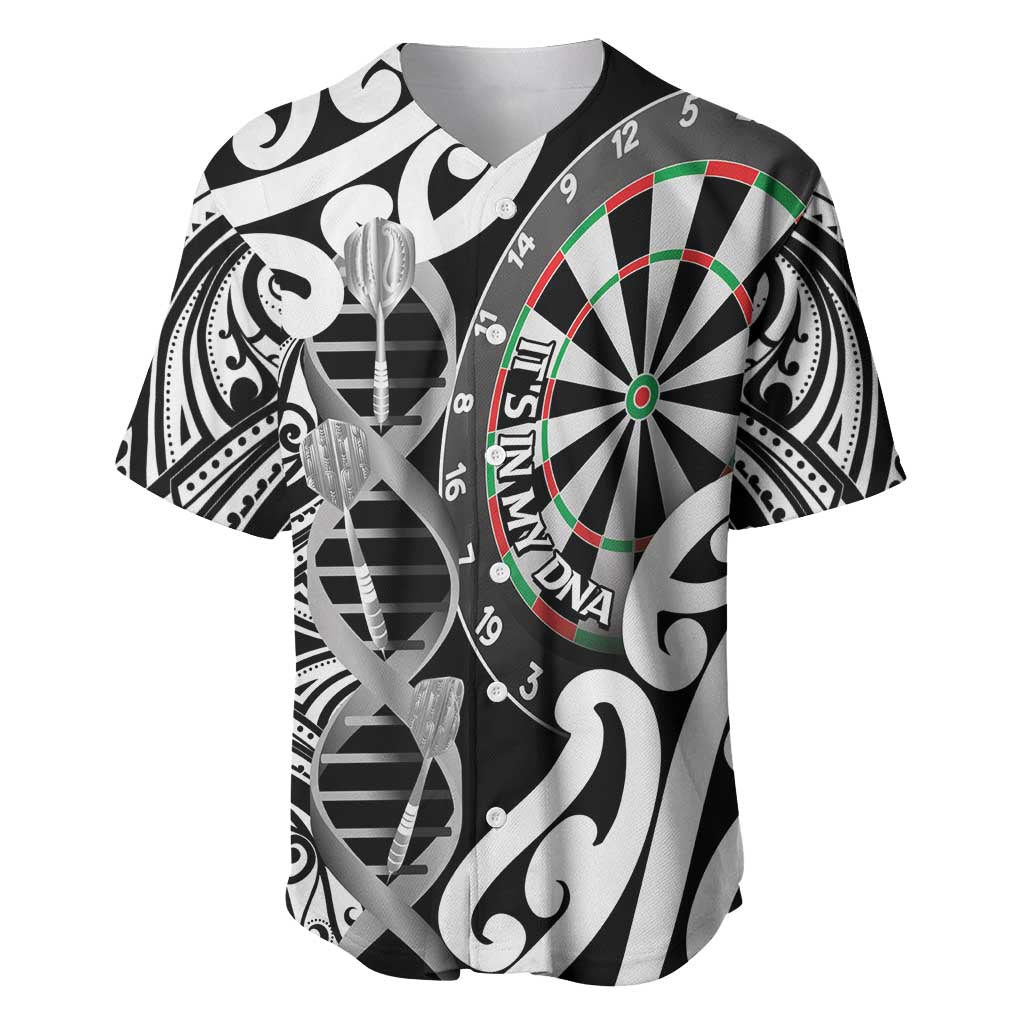 Personalised New Zealand Darts Baseball Jersey Aotearoa Maori Its In My DNA Black - Aussie Hoodie