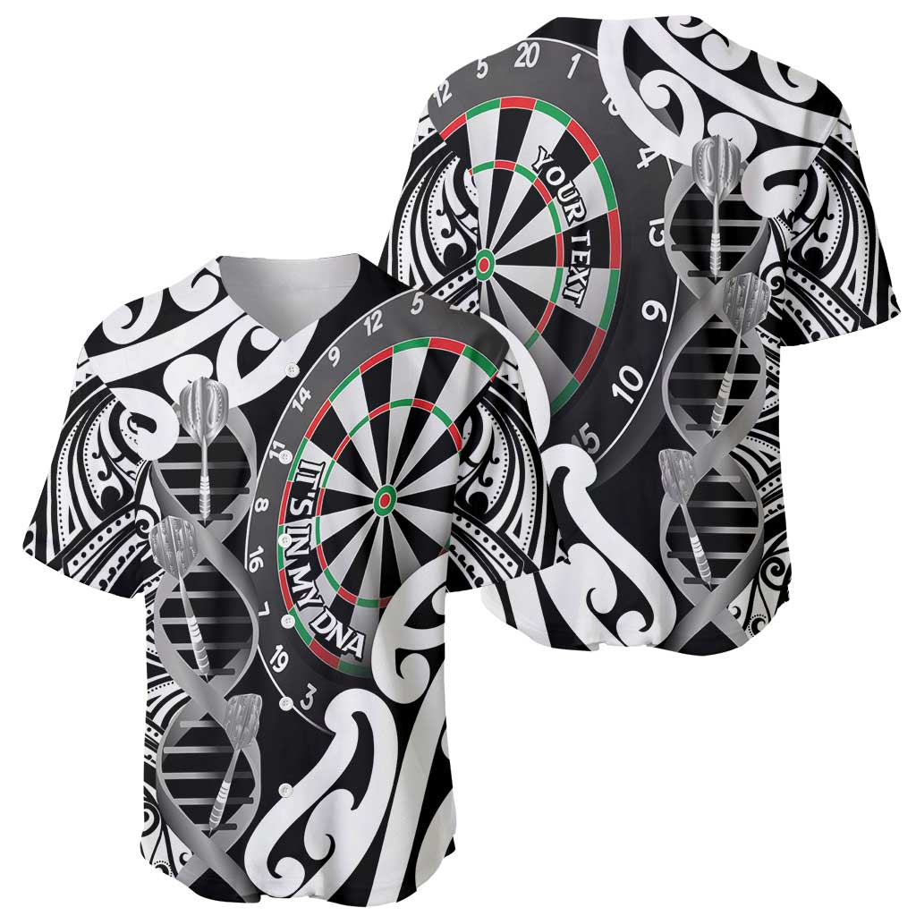 Personalised New Zealand Darts Baseball Jersey Aotearoa Maori Its In My DNA Black - Aussie Hoodie
