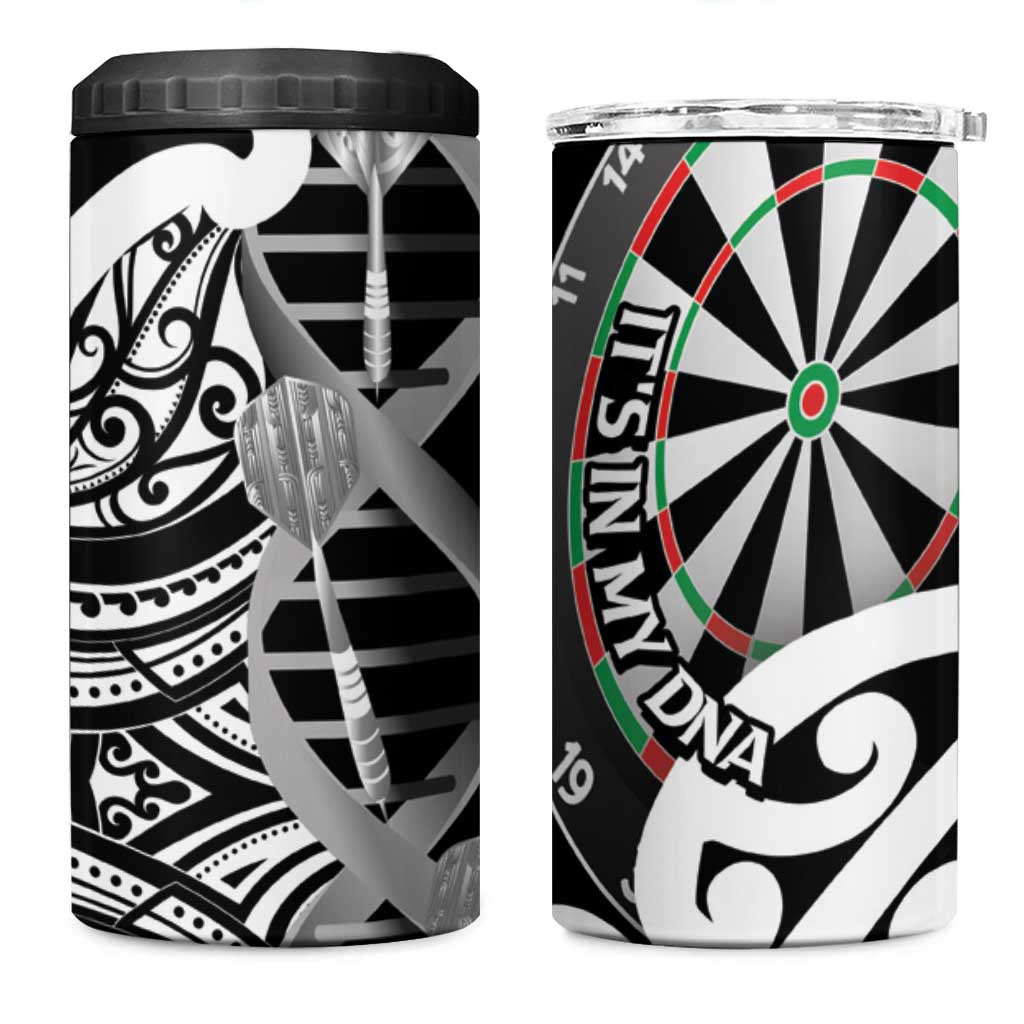 New Zealand Darts 4 in 1 Can Cooler Tumbler Aotearoa Maori Its In My DNA Black - Aussie Hoodie