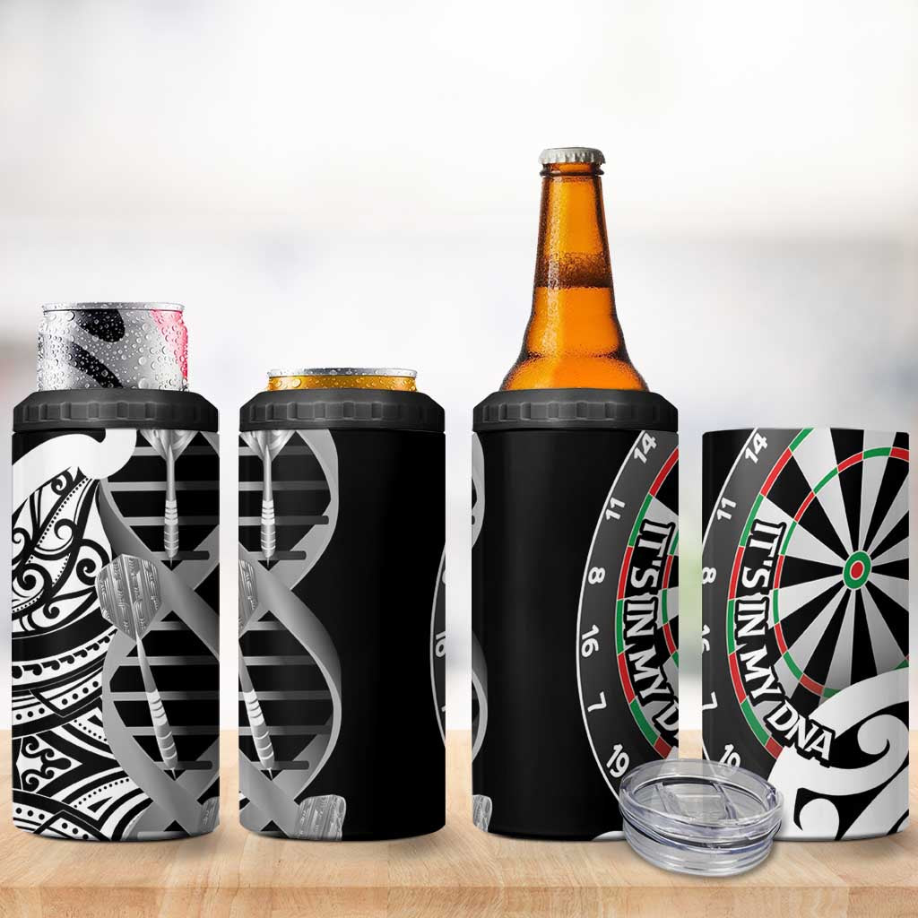 New Zealand Darts 4 in 1 Can Cooler Tumbler Aotearoa Maori Its In My DNA Black - Aussie Hoodie