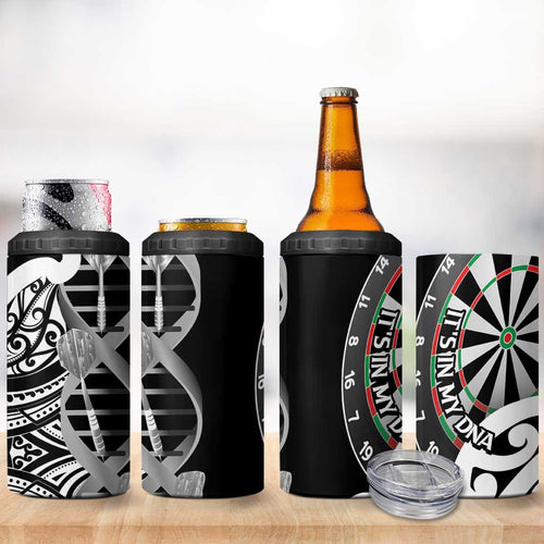 New Zealand Darts 4 in 1 Can Cooler Tumbler Aotearoa Maori Its In My DNA Black - Aussie Hoodie