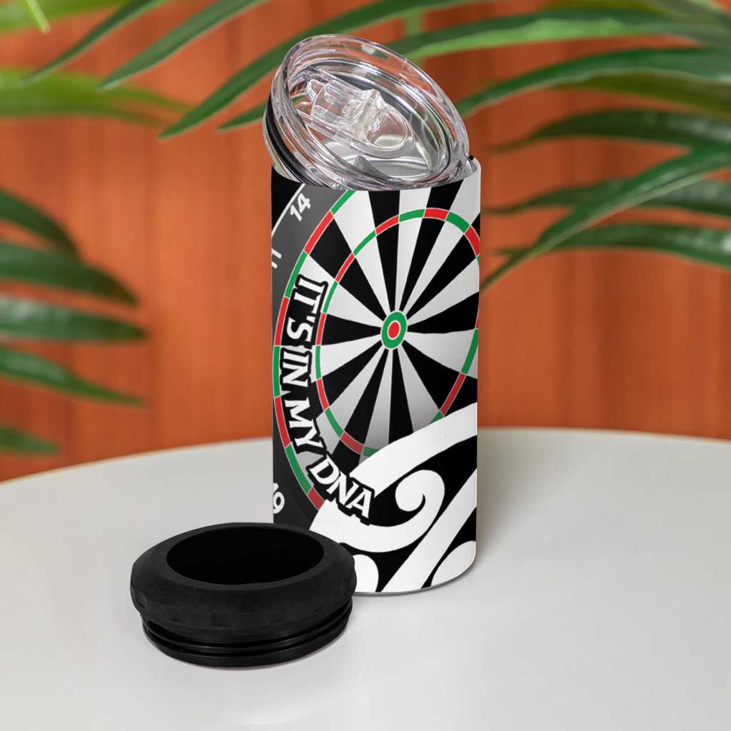 New Zealand Darts 4 in 1 Can Cooler Tumbler Aotearoa Maori Its In My DNA Black - Aussie Hoodie