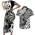 Personalised New Zealand Darts Couples Matching Short Sleeve Bodycon Dress and Hawaiian Shirt Aotearoa Maori Its In My DNA Black - Aussie Hoodie