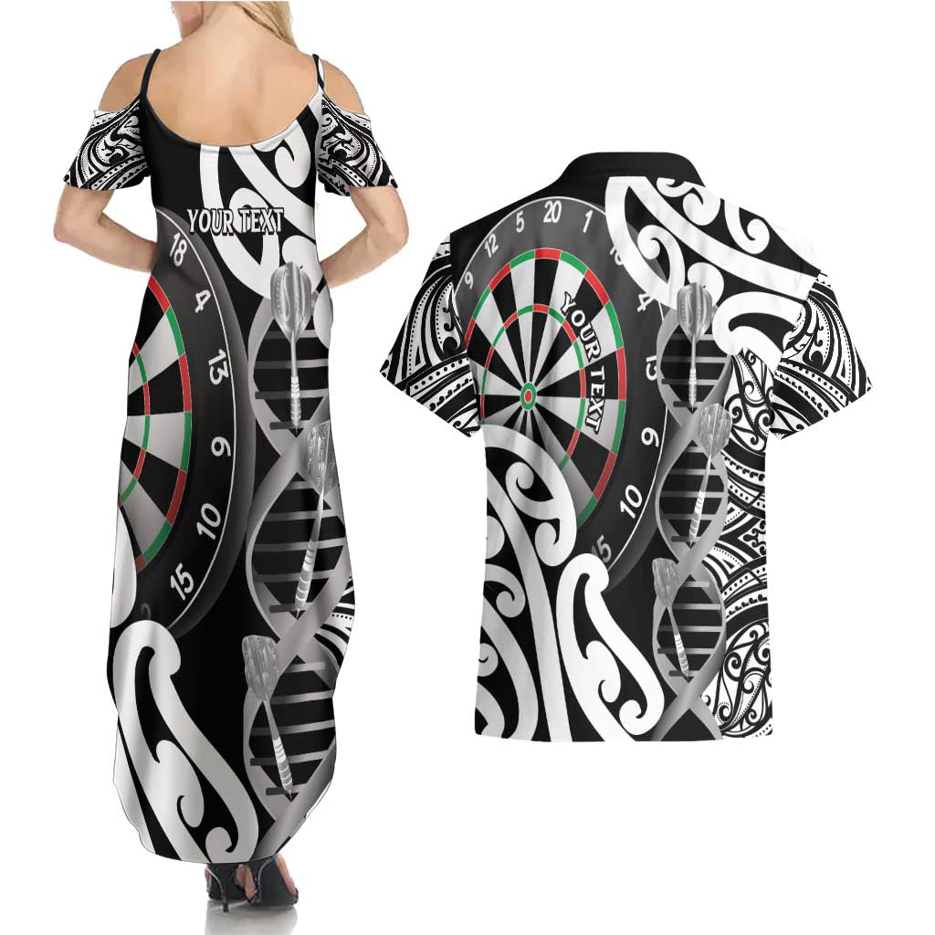 Personalised New Zealand Darts Couples Matching Summer Maxi Dress and Hawaiian Shirt Aotearoa Maori Its In My DNA Black - Aussie Hoodie