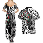 Personalised New Zealand Darts Couples Matching Summer Maxi Dress and Hawaiian Shirt Aotearoa Maori Its In My DNA Black - Aussie Hoodie