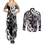 Personalised New Zealand Darts Couples Matching Summer Maxi Dress and Long Sleeve Button Shirt Aotearoa Maori Its In My DNA Black - Aussie Hoodie