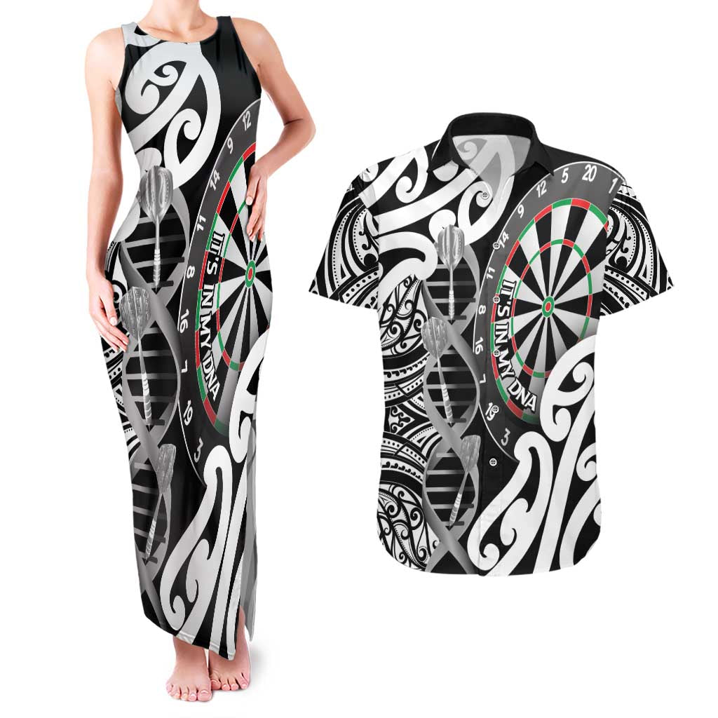 Personalised New Zealand Darts Couples Matching Tank Maxi Dress and Hawaiian Shirt Aotearoa Maori Its In My DNA Black - Aussie Hoodie