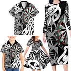 Personalised New Zealand Darts Family Matching Long Sleeve Bodycon Dress and Hawaiian Shirt Aotearoa Maori Its In My DNA Black - Aussie Hoodie