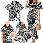 Personalised New Zealand Darts Family Matching Mermaid Dress and Hawaiian Shirt Aotearoa Maori Its In My DNA Black - Aussie Hoodie