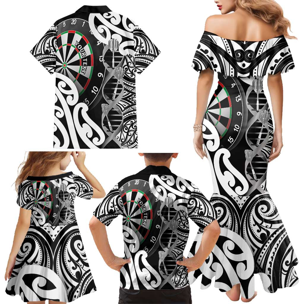 Personalised New Zealand Darts Family Matching Mermaid Dress and Hawaiian Shirt Aotearoa Maori Its In My DNA Black - Aussie Hoodie
