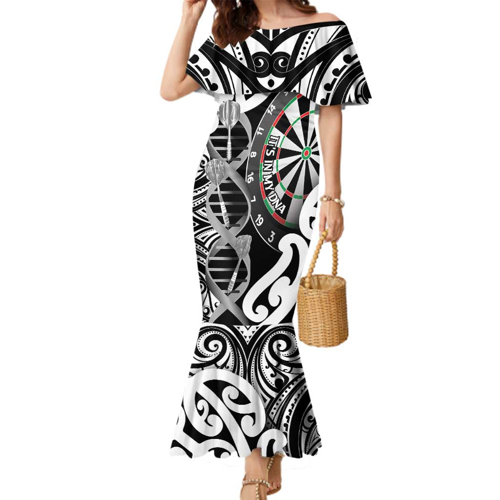 Personalised New Zealand Darts Family Matching Mermaid Dress and Hawaiian Shirt Aotearoa Maori Its In My DNA Black - Aussie Hoodie