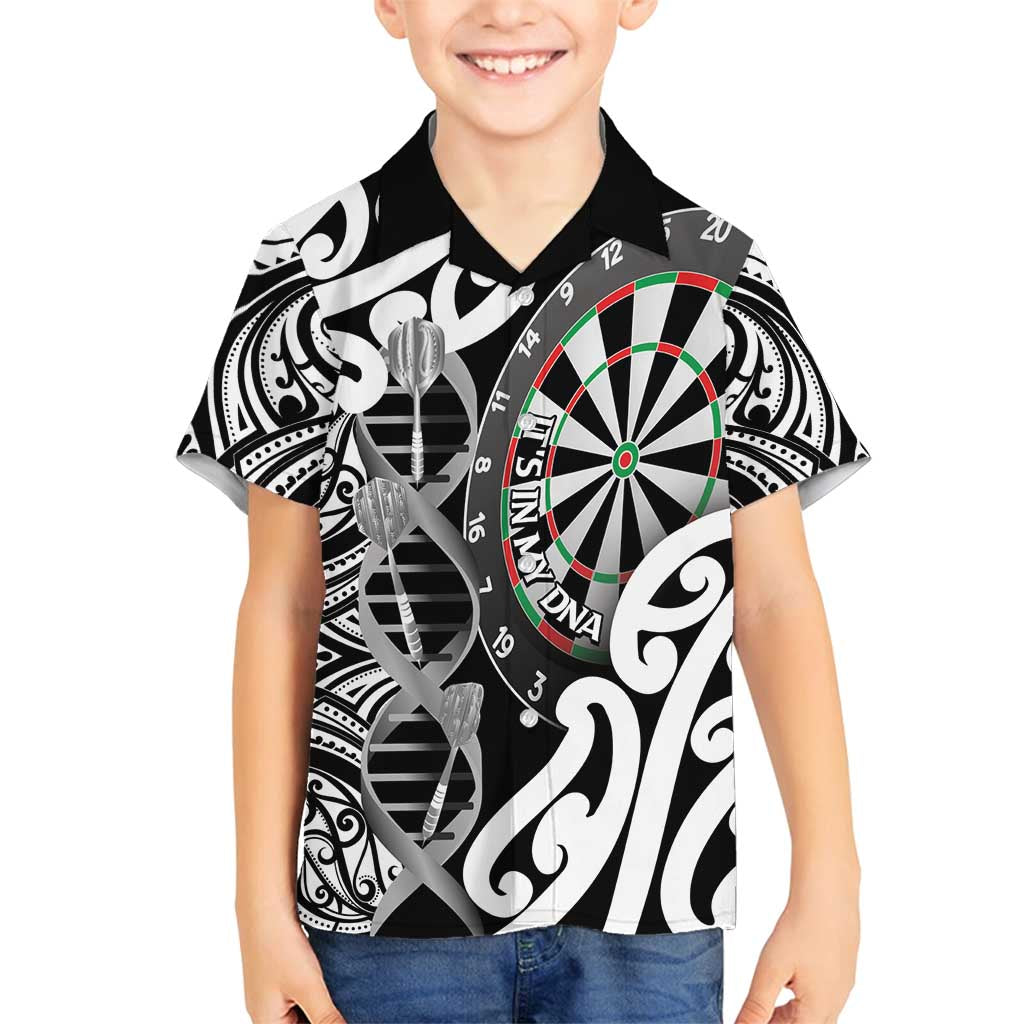 Personalised New Zealand Darts Family Matching Off Shoulder Maxi Dress and Hawaiian Shirt Aotearoa Maori Its In My DNA Black - Aussie Hoodie