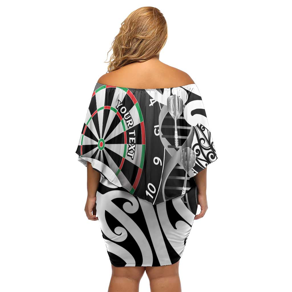 Personalised New Zealand Darts Family Matching Off Shoulder Short Dress and Hawaiian Shirt Aotearoa Maori Its In My DNA Black - Aussie Hoodie
