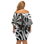 Personalised New Zealand Darts Family Matching Off Shoulder Short Dress and Hawaiian Shirt Aotearoa Maori Its In My DNA Black - Aussie Hoodie