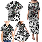 Personalised New Zealand Darts Family Matching Puletasi and Hawaiian Shirt Aotearoa Maori Its In My DNA Black - Aussie Hoodie