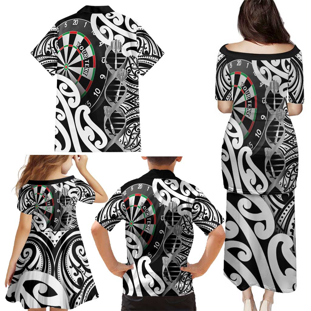 Personalised New Zealand Darts Family Matching Puletasi and Hawaiian Shirt Aotearoa Maori Its In My DNA Black - Aussie Hoodie
