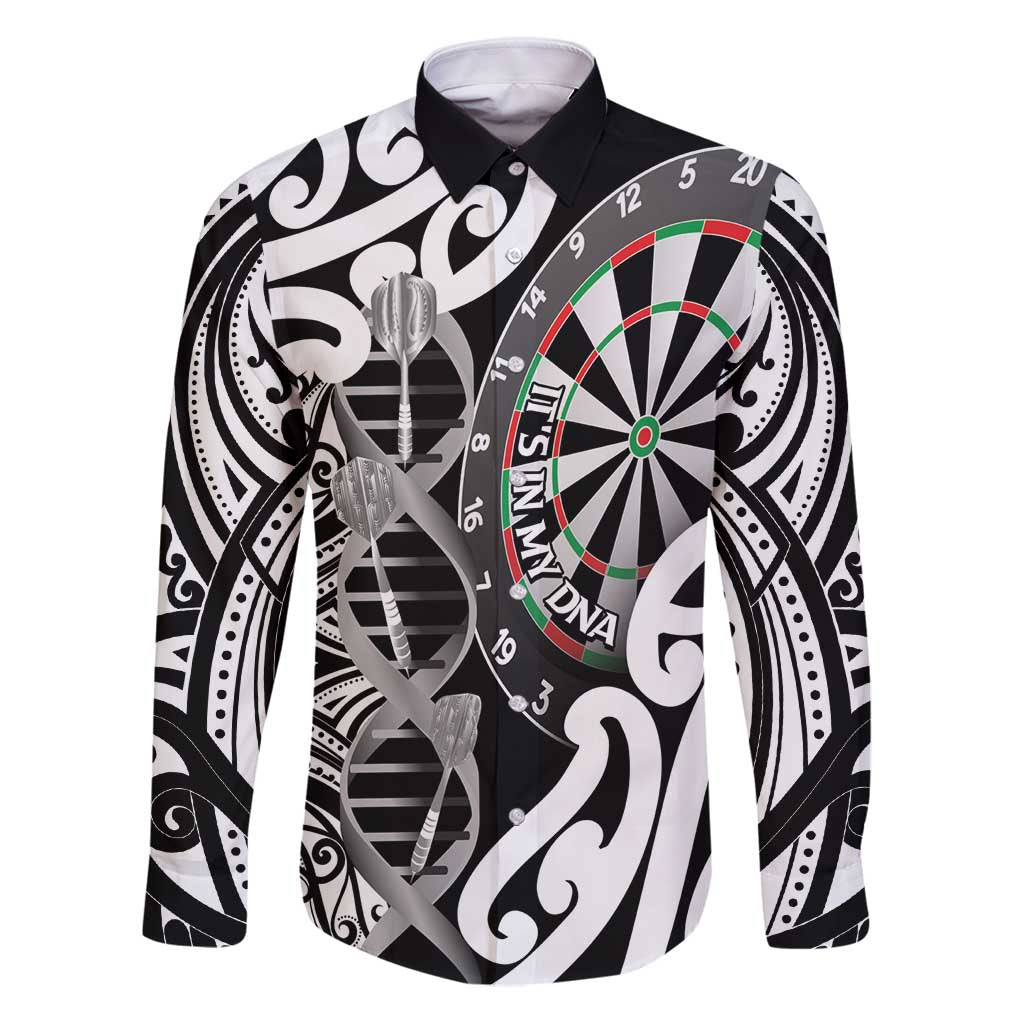 Personalised New Zealand Darts Family Matching Puletasi and Hawaiian Shirt Aotearoa Maori Its In My DNA Black - Aussie Hoodie