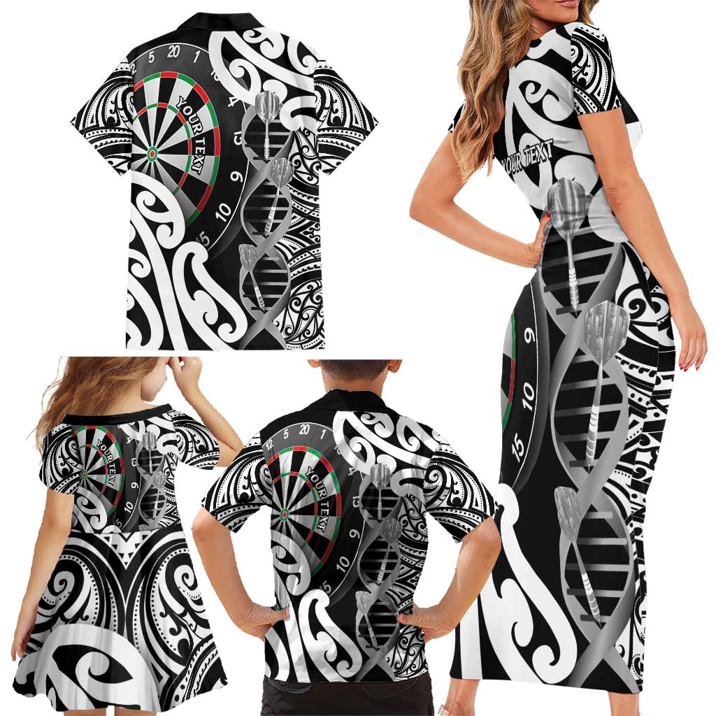 Personalised New Zealand Darts Family Matching Short Sleeve Bodycon Dress and Hawaiian Shirt Aotearoa Maori Its In My DNA Black - Aussie Hoodie