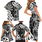 Personalised New Zealand Darts Family Matching Short Sleeve Bodycon Dress and Hawaiian Shirt Aotearoa Maori Its In My DNA Black - Aussie Hoodie