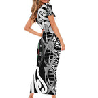 Personalised New Zealand Darts Family Matching Short Sleeve Bodycon Dress and Hawaiian Shirt Aotearoa Maori Its In My DNA Black - Aussie Hoodie