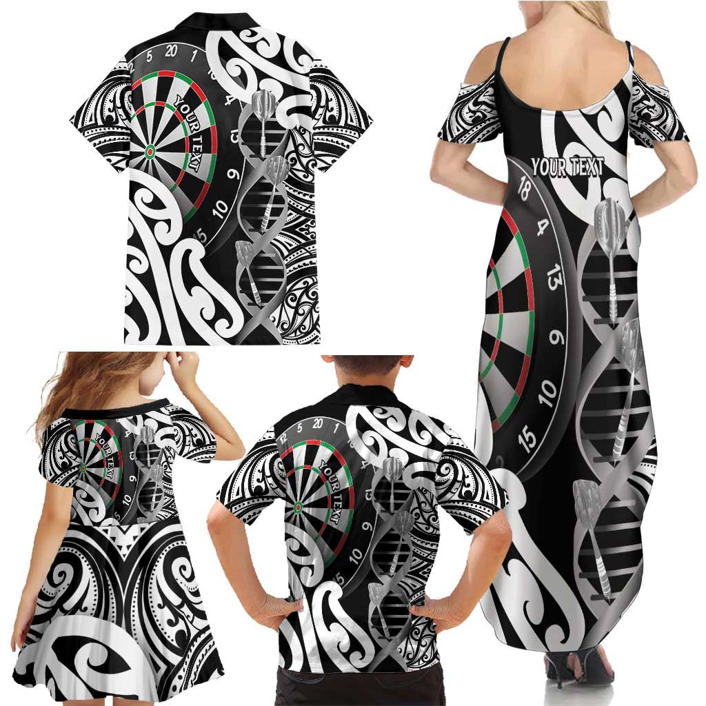 Personalised New Zealand Darts Family Matching Summer Maxi Dress and Hawaiian Shirt Aotearoa Maori Its In My DNA Black - Aussie Hoodie