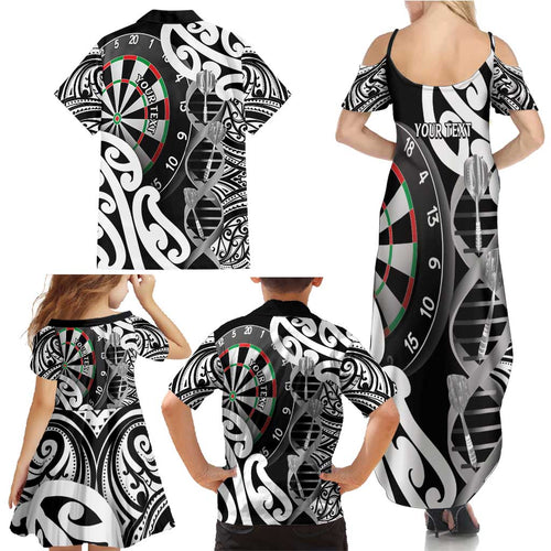 Personalised New Zealand Darts Family Matching Summer Maxi Dress and Hawaiian Shirt Aotearoa Maori Its In My DNA Black - Aussie Hoodie