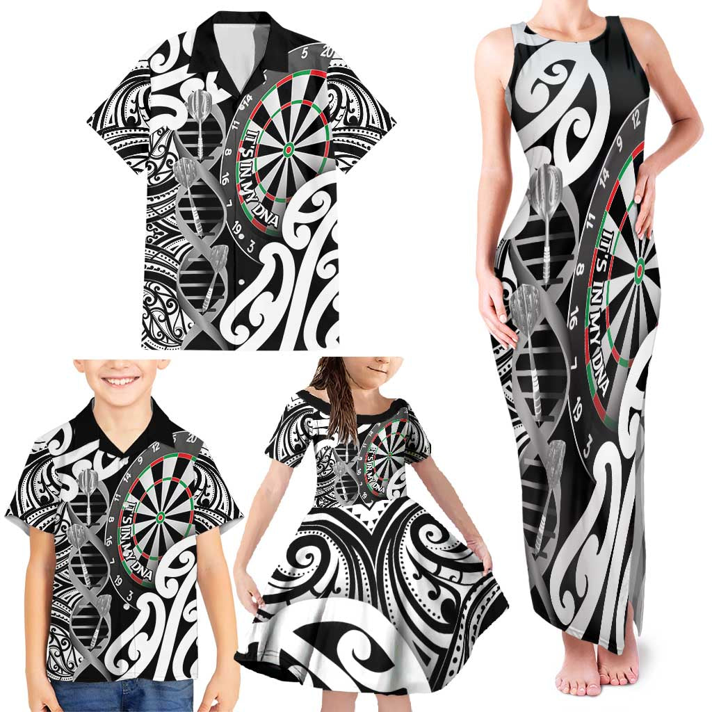 Personalised New Zealand Darts Family Matching Tank Maxi Dress and Hawaiian Shirt Aotearoa Maori Its In My DNA Black - Aussie Hoodie