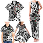 Personalised New Zealand Darts Family Matching Tank Maxi Dress and Hawaiian Shirt Aotearoa Maori Its In My DNA Black - Aussie Hoodie